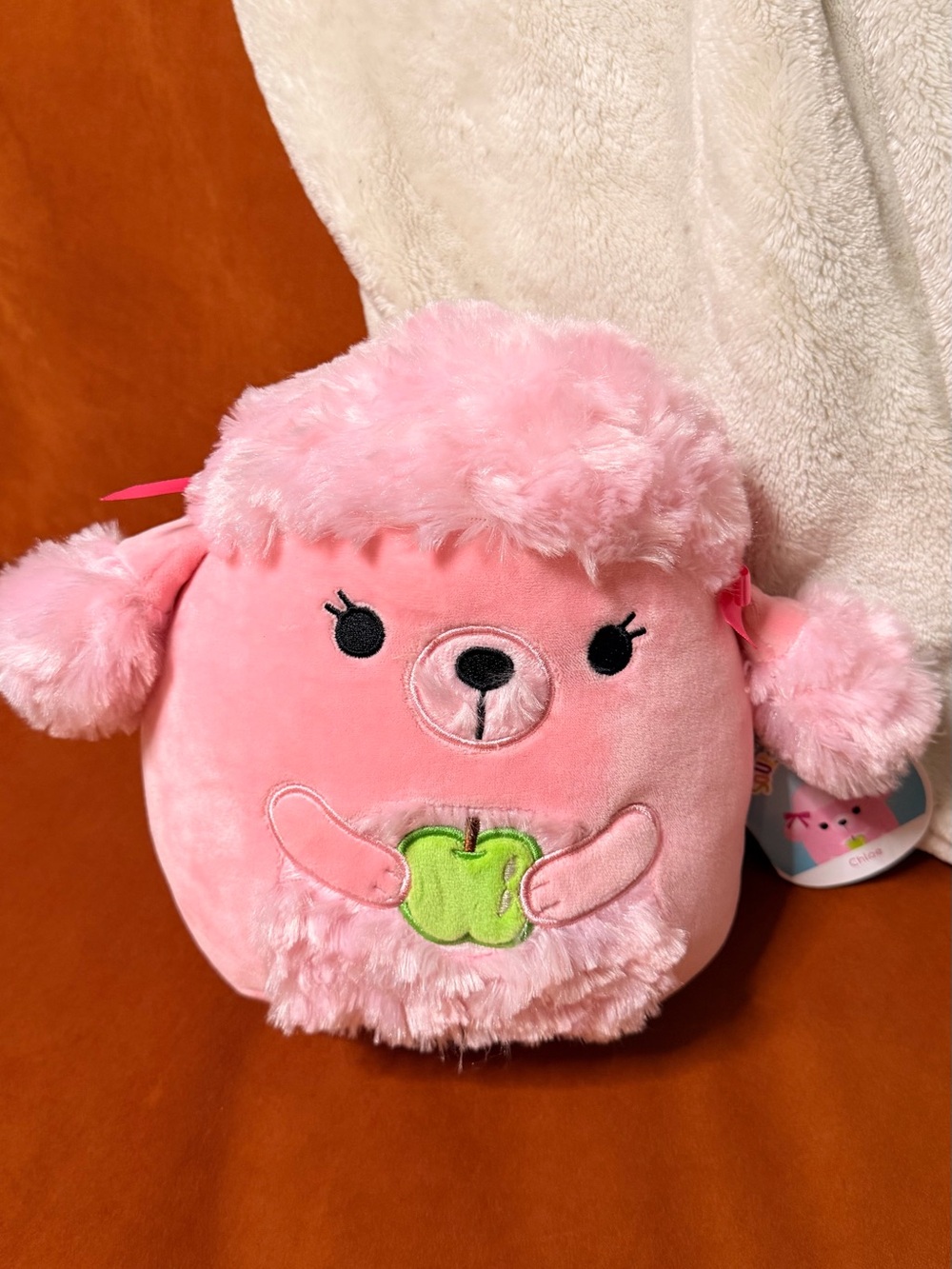 Squishmallows Chloe the Pink Poodle Plush with Green Apple Patch